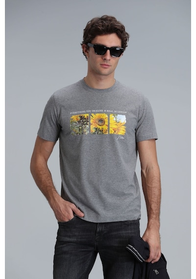 Lufian Erkek June Modern Grafik T-shirt 111020192 Gri