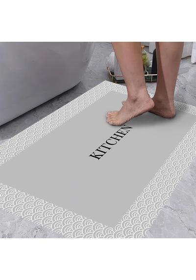Dijital Kaymaz Yıkanabilir Banyo Mutfak Salon Paspas Halısı Trend Al4025 Mavi
