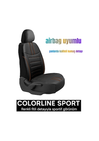 Ford Fiesta 2008 Ve Sonrası Uyumlu Colorline Sport Deri Siyah - Taba Koltuk Kılıfı