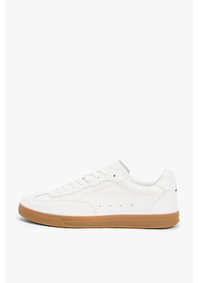 Tommy Hilfiger Th Logo Lux Ekru Deri Erkek Snekar-13408 Ekru