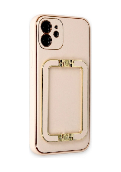 Apple iPhone Uyumlu 12 Kılıf Coco Elit Kapak - Gold Düz Renkli