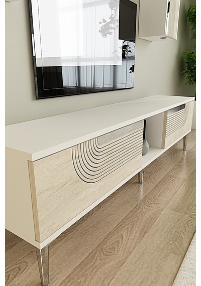 Tvr1502bts Meyra Tv Ünitesi Takımı Beyaz-traverten-silver 150cm