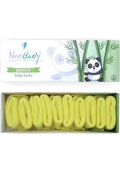 Novibaby 5'li Bambu Yenidoğan Bebek Çorabı I Lemon I 0-6 ay "Karışık Renkli"