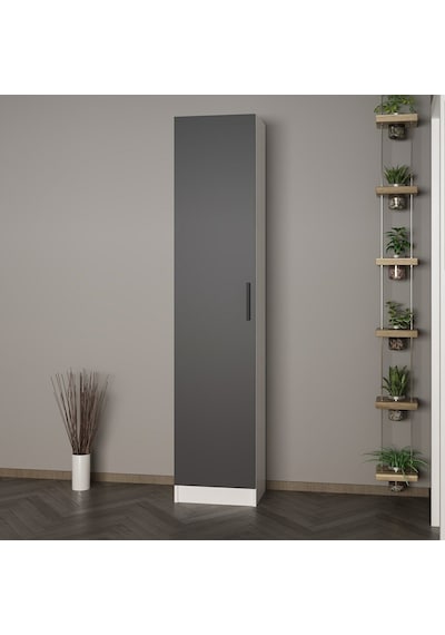 Minar Kale 210 Cm 1 Kapaklı 1b Raf Portmanto Beyaz Antrasit