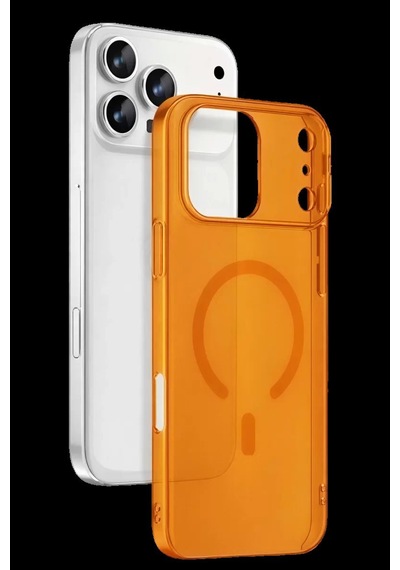 Apple İphone 17 Pro Combo Sert Şeffaf Magsafe Kapak - Turuncu