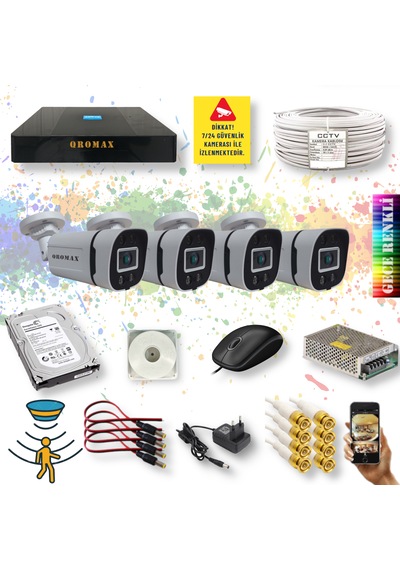 4 Kameralı Gece Renkli Hareket Algılayan Kamera Seti 604w-9004