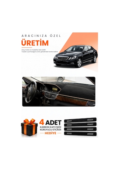 Mercedes W212 2010-2013 Uyumlu Torpido Koruma Örtüsü Oto Kılıfı - Siyah Bej