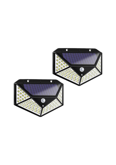 Solar Lamba 100 Led Pır Hareket Sensörlü Dış Duvar Lambası Ip65 Bahçe Teras - 2 Adet 2 Adet.
