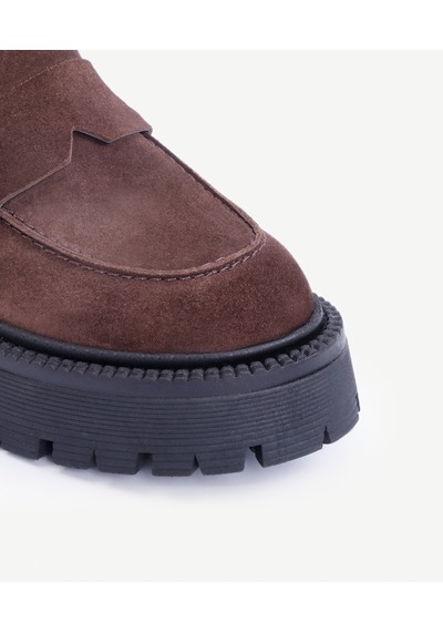 Yargıcı Yüksek Tabanlı Deri Loafer 25kkay4031x 208 Kahverengi