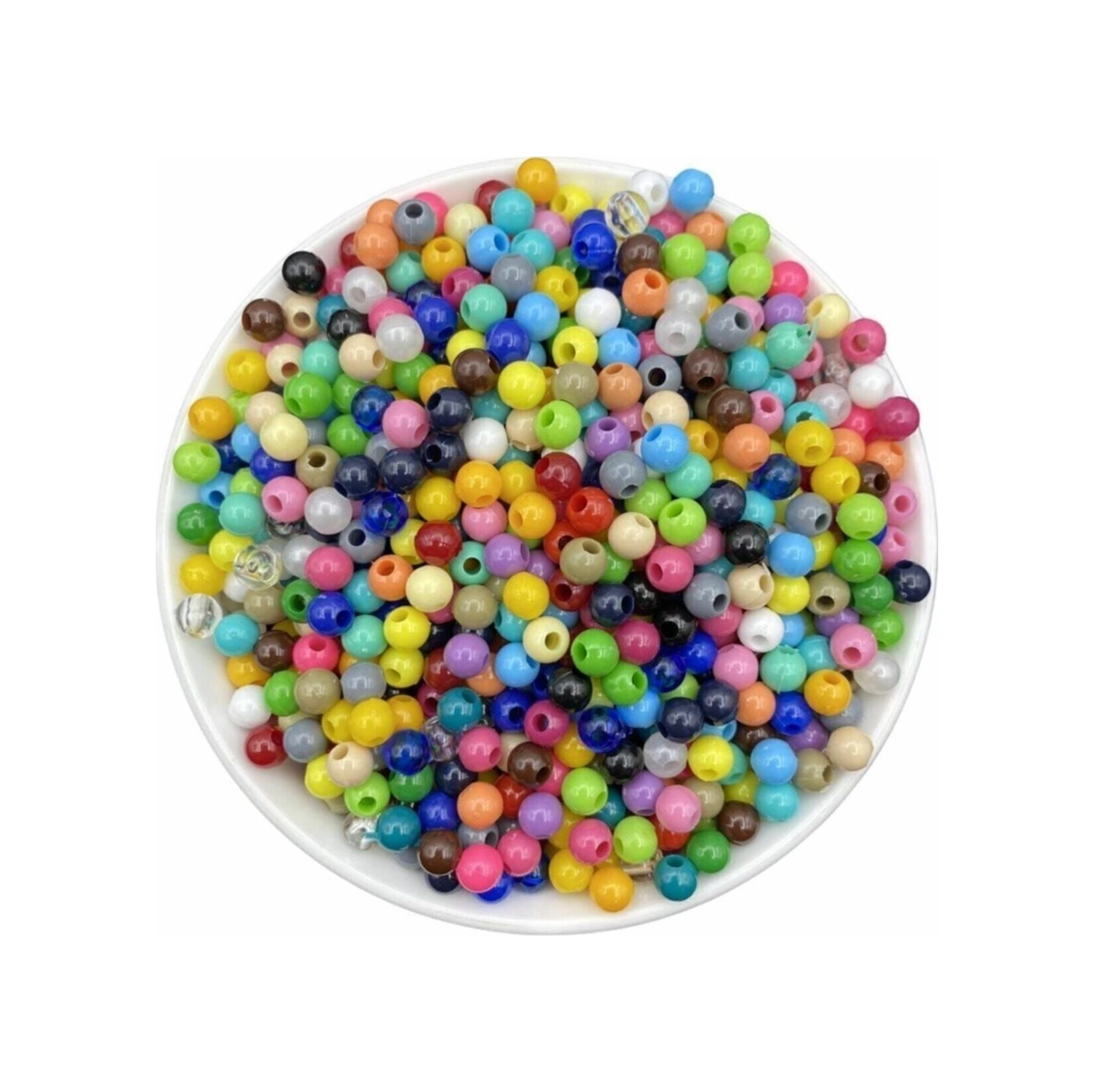 6mm Karışık Renkli Plastik Boncuk 100gr, 900 Adet Boncuk