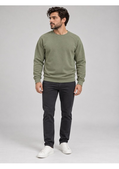 We&me Erkek Pike Kumaş Reglan Kol Bisiklet Yaka Regular Fit Sweatshirt Haki