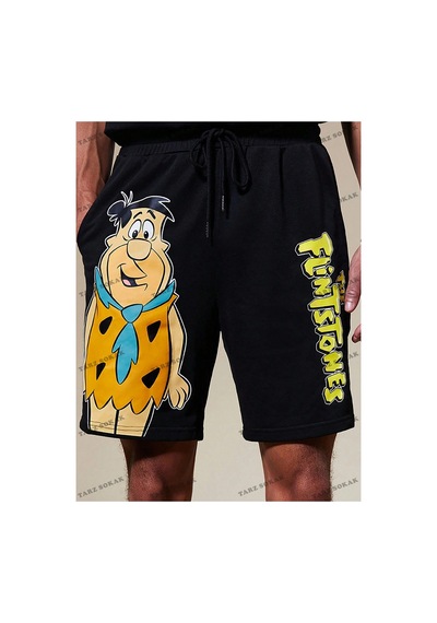Tarzsokak Y2k Unisex Yaz Şort Bermuda Harajuka Anime Retro Kod-11456 Siyah