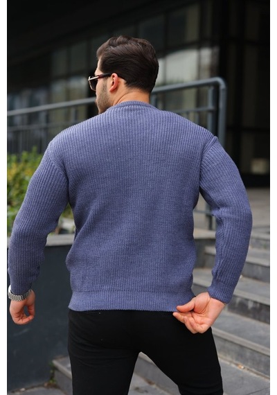 Efnaz Style Erkek Bisiklet Yaka Örme Kazak Antrasit