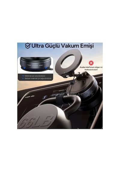 360 Dönebilen Ayarlanabilir Araç Içi Tutucu Kullanılabilen Vakumlu K007 Magsafe Telefon Tutucu Najmaddin