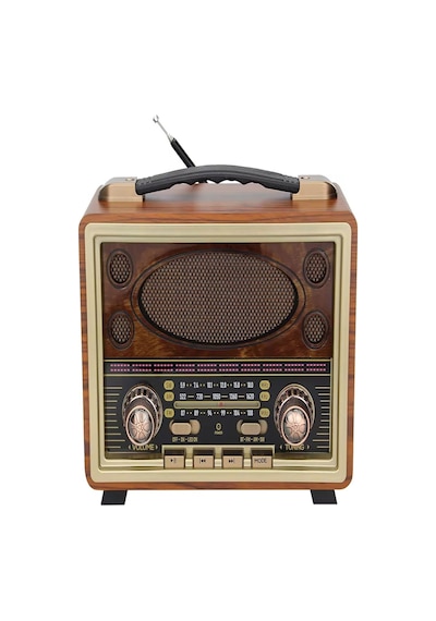 M-2027bt Gerçek Ahşap Eskitme Kaplama Radyo Fm Am Sw Usb Tf Aux Destekli Bluetooth Hoparlör, Kahverengi