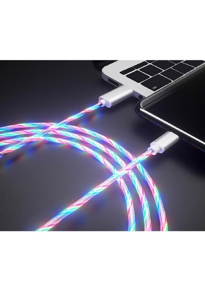 Manyetik Data Ve Hızlı Şarj Kablosu Led Işıklı Micro Usb Rgb