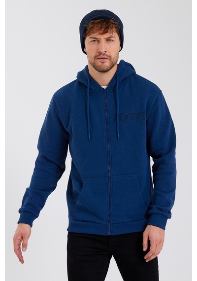 Polostate Age Of State Nakışlı Fermuarlı 3 İplik Sweatshirt İndigo