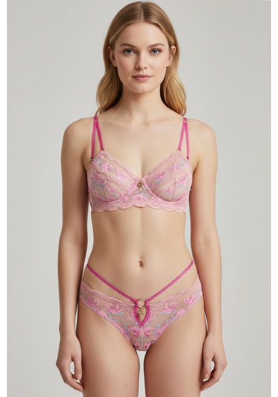 Fleur Pembe Dantelli Balconette Pembe