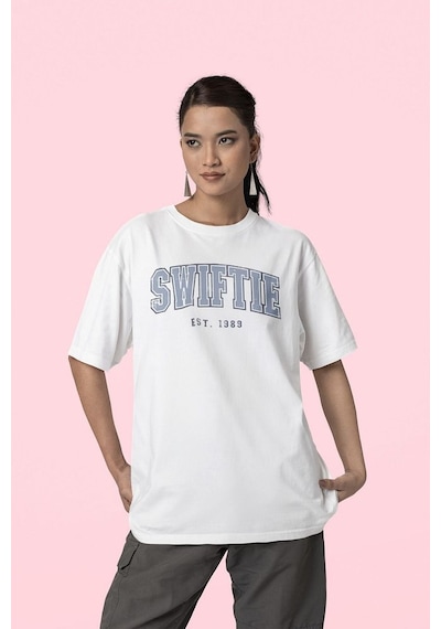 Swiftie Est.1989 Yazılı Unisex Oversize Taylor Swift Tişört Beyaz