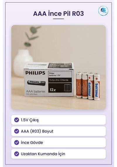 Aaa Pil 1.5v R03 İnce Uzaktan Kumanda Kablosuz Fare Klavye Oyunca