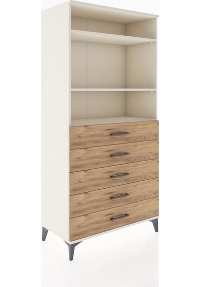 Hyperion Dolap 3 Raflı 5 Çekmeceli 88x44x182 Aytaşı-çam Aytaşı