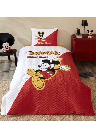 Disney Kapitoneli Nevresim Takımı Ranforce Krmz Mıckey Funtastıc Çok Renkli