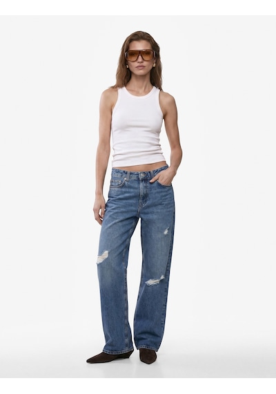 Koton Pamuklu Kaşkorse Slim Fit Kolsuz Bisiklet Yaka Fitilli Atlet Ekru 7wak10011ek