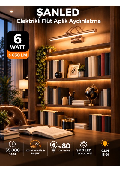 6w Elektrikli Flüt Led Aplik Bronz Renk Gün Işığı Ayarlanabilir Başlık 1 Adet
