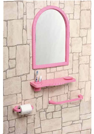 Çoklu 4 Parça 56X40Cm Büyük Otel Banyo Cafe Wc Tuvalet Ayna Seti Pembe