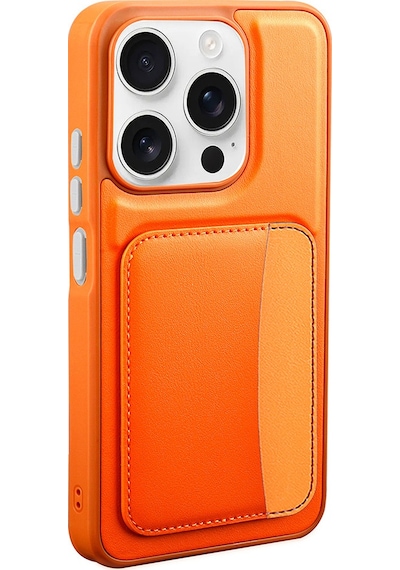 Xiaomi Redmi 15c Uyumlu Kartlıklı Süni Deri X-kart Cüzdan Silikon Kapak Turuncu