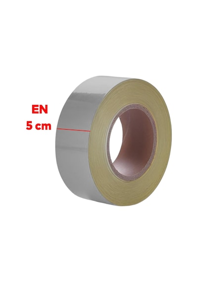 Metalize Gri Renk Düz Desensiz Reflektörlü Bant Gece Parlayan En 5 Cm 1 Mt İkaz Bandı Reflektif