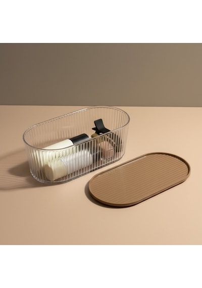 Premium 4'lü Banyo Bakım Seti Organizer Kahverengi