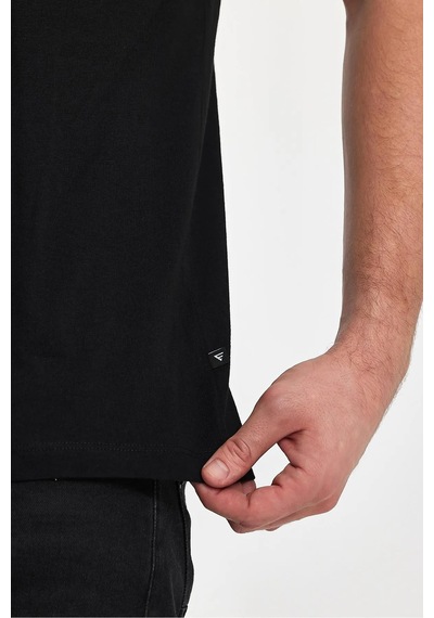Erkek Compact Penye V Yaka T-shirt Siyah