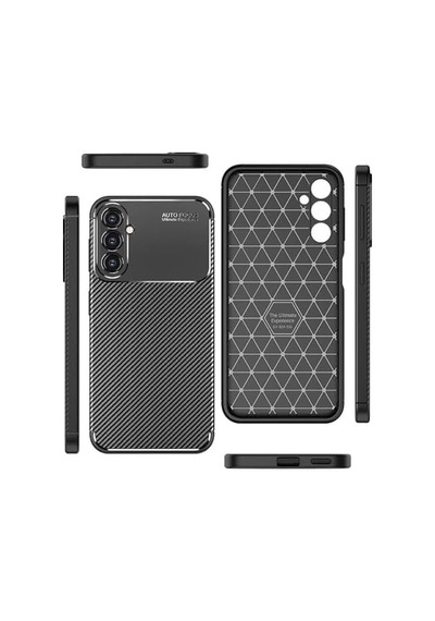 Ehr. Galaxy S24 İle Uyumlu Kamera Korumalı Darbe Önleyici Carbon Brushed Silikon Kılıf Siyah, Galaxy S24 50 x 22