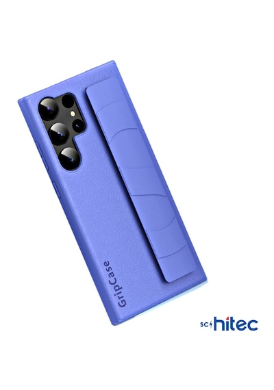 Schitec Samsung Galaxy S24 Ultra Uyumlu Premium Case Parmak Askılı Telefon Kılıfı Mavi