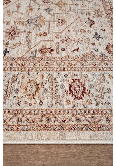 Renkli Vintage Modern Salon Koridor Yatak Ve Oturma Odası Halısı Krem