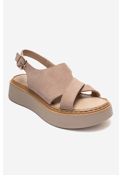 Luvishoes Vıen Bej Süet Hakiki Deri Kadın Sandalet Bej