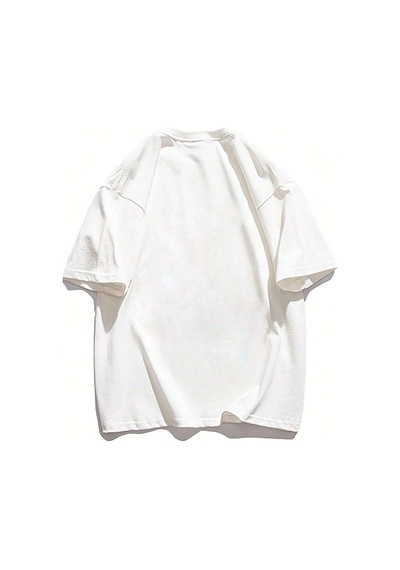 Lonely Bear Süprem T-shirt - Beyaz Baskılı Oversize Bisiklet Yaka Tişört Beyaz