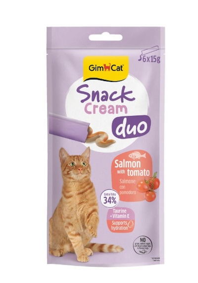 Gimcat Snack Cream Duo Somonlu - Domatesli Kedi Ödülü 6x15gr