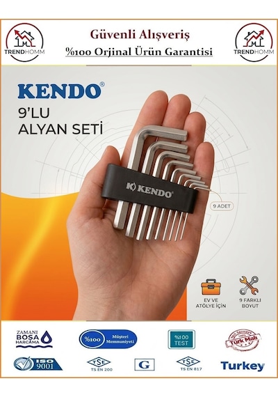 Kendo Alyan Anahtar Takımı - Allen Anahtar Seti - 9 Parça