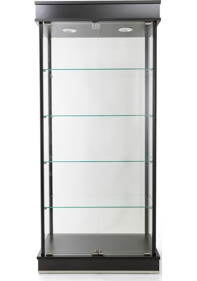 40x80xH175, Camlı Vitrin, Koleksiyon-Teşhir Vitrini, Acmv80Syh Siyah