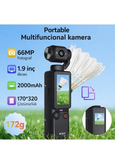 Yüksek Çözünürlüklü 66mp Dijital Kamera 2.5k Video Çekimi, 16x Zoom Ve Webcam Özelikli Taşınabilir
