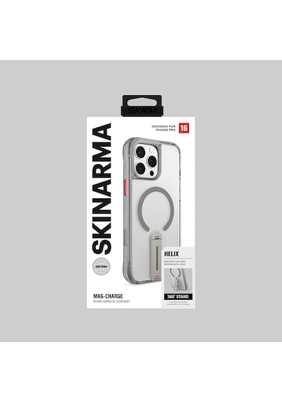 Apple Uyumlu iPhone 16 Pro Max Kılıf Magsafe 360 Dönebilen Standlı Skinarma Helix Kapak Titanyum