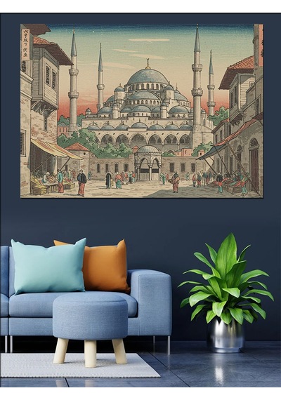 İstanbul Camii İllüstrasyonu Dekoratif Kanvas - Mdf Ahşap Tablo
