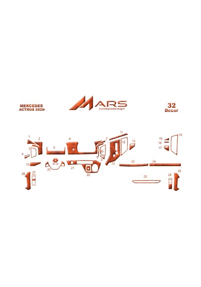 Mercedes Actros Torpido Kaplama 2021- 32 Parça Maun