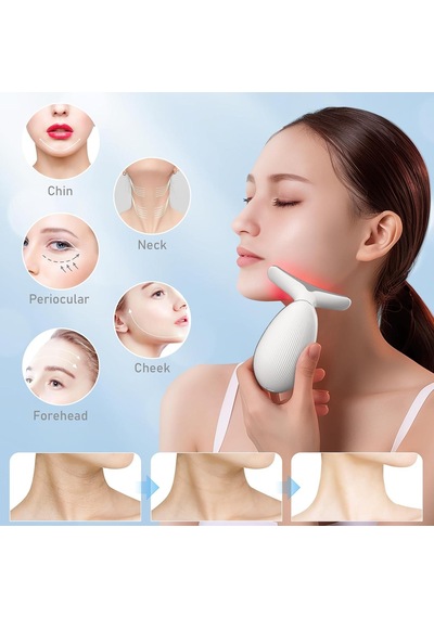 Valkyrie 7 Renk Titreşimli Yüz Boyun Ems Güzellik Cihazı Kırışık Gıdık Sarkma Giderici Beyaz Beyaz