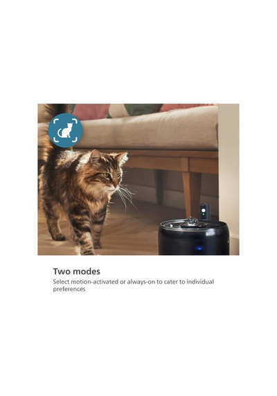 Philips Pet Series Akıllı Kedi Çeşmesi, 2,2l Kapasiteli, Hareket Sensörlü, Sessiz, 4 Katmanlı Filtre Plastik, Melamin Mama & Su Kapları