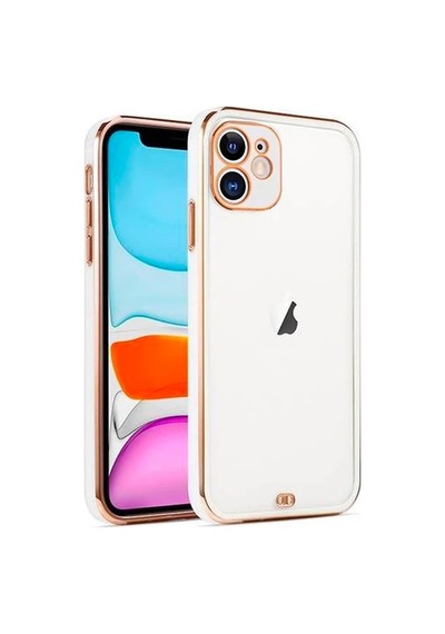 iPhone Uyumlu 12 Mini 5.4inç Gold Çerçeve Kamera Korumalı Bumper Kılıf- 5775 Mh-hs6212-4665