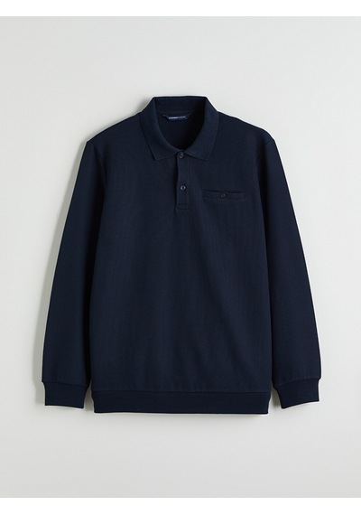 Lcwaıkıkı Classic Lacivert Polo Yaka Erkek Sweatshirt