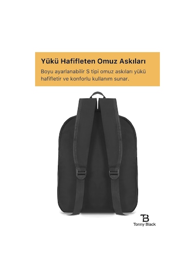 Unisex Konfor Modeli Su Geçirmez Spor Kurs Seyahat Ve Günlük Kullanım İçin Sırt Çantası Siyah